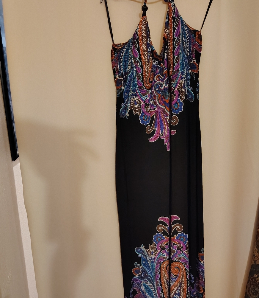 Elegant Black Paisley Maxi Dress
